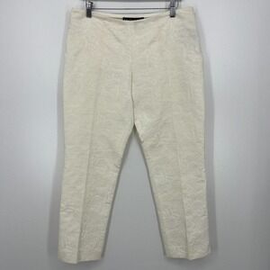 Ralph Lauren‎ Black Label Pants Women's Size 10 White Lace Floral Silk Blend Vtg